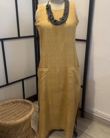 House of Hamsa Khadi Long Dress- Turmeric