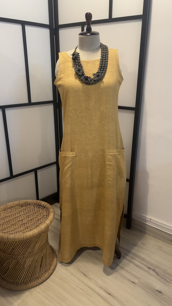 House of Hamsa Khadi Long Dress- Turmeric