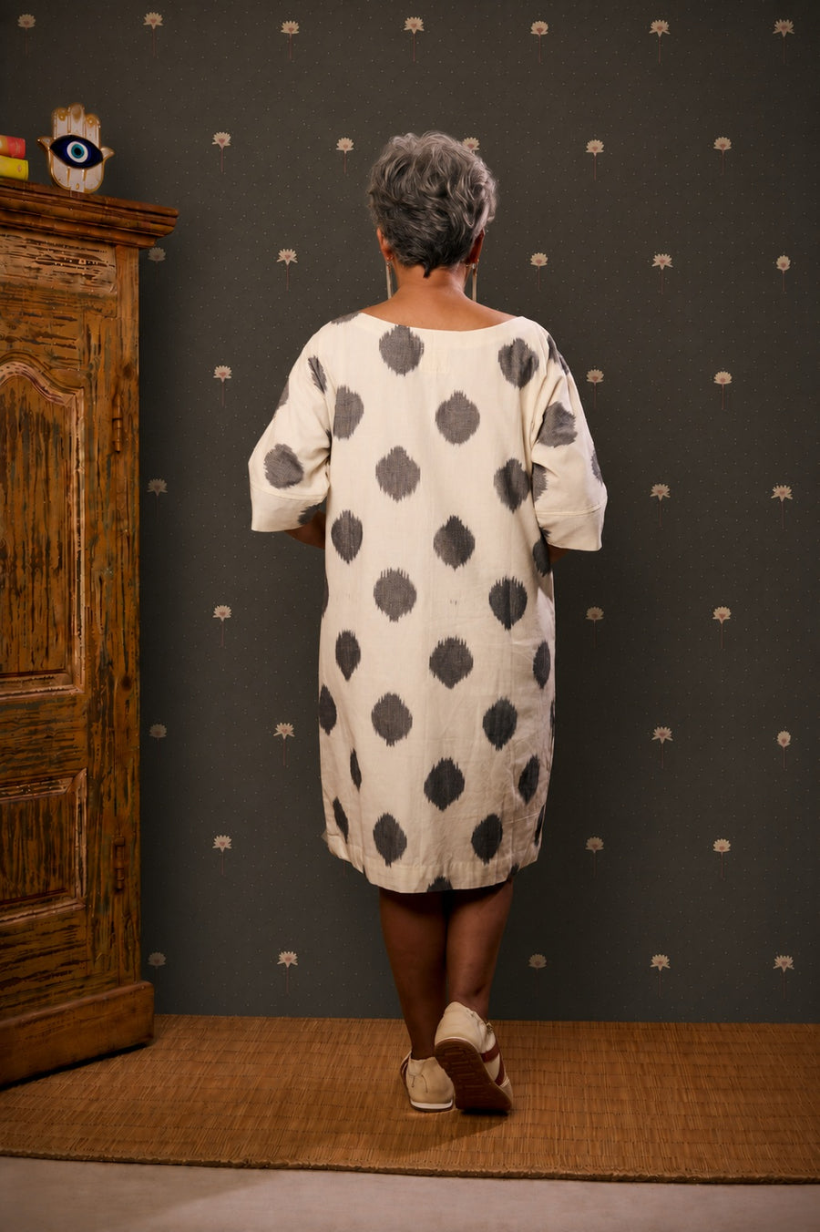 House Of Hamsa Ikat Shift Dress- Inkblot