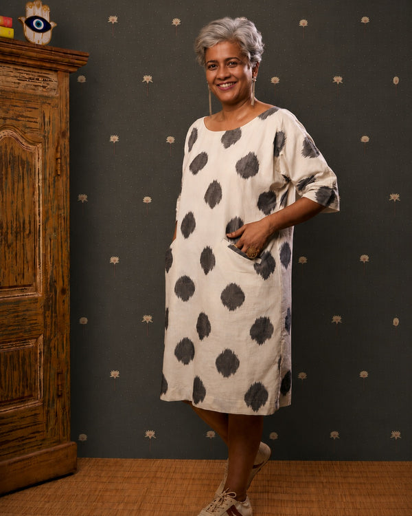 House Of Hamsa Ikat Shift Dress- Inkblot