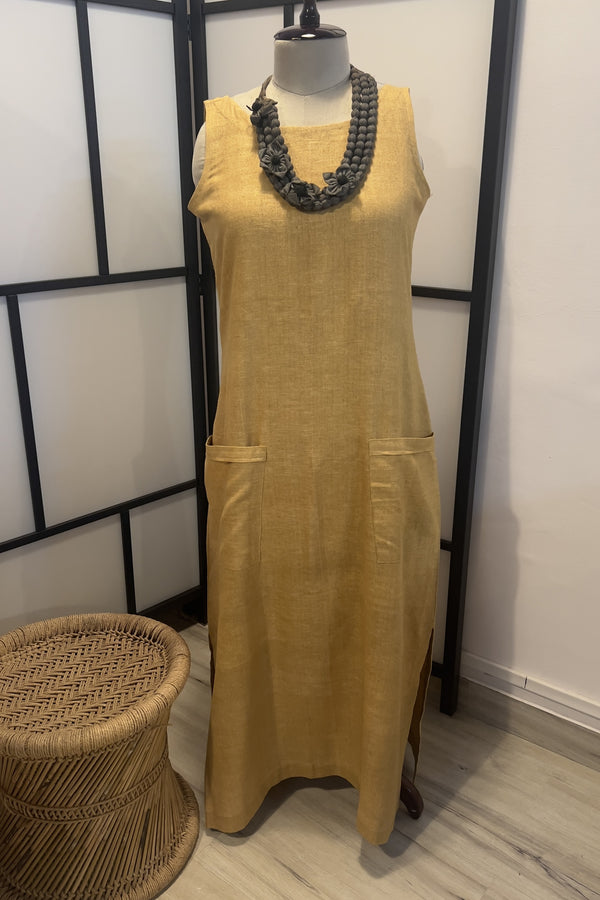House of Hamsa Khadi Long Dress- Turmeric