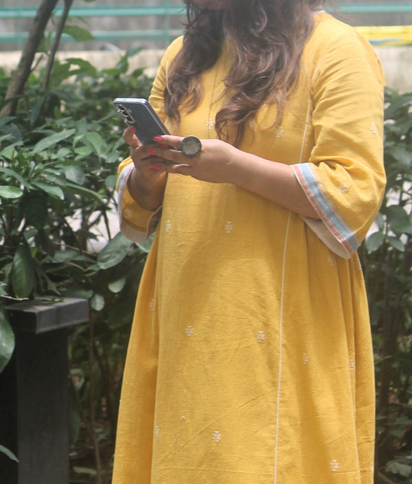 House Of Hamsa Kala Cotton Dress- Sunglow