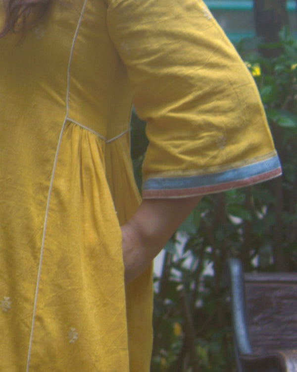 House Of Hamsa Kala Cotton Dress- Sunglow