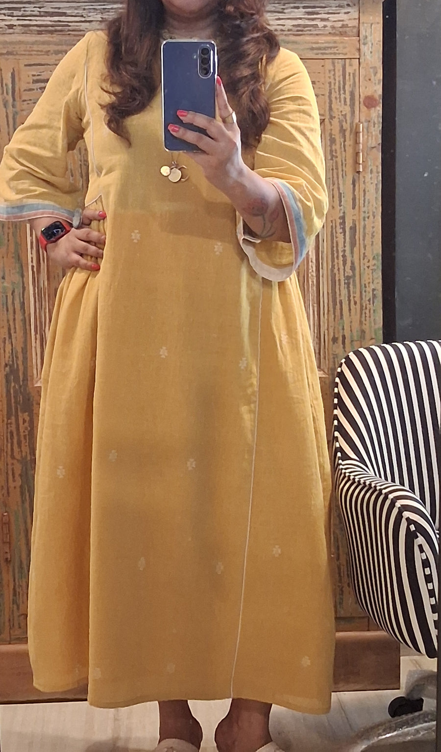House Of Hamsa Kala Cotton Dress- Sunglow