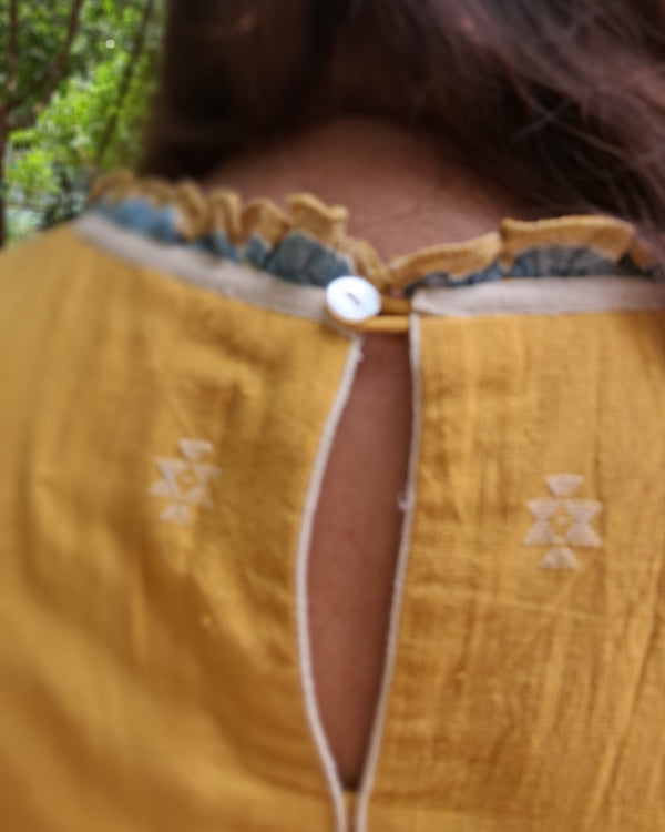 House Of Hamsa Kala Cotton Dress- Sunglow