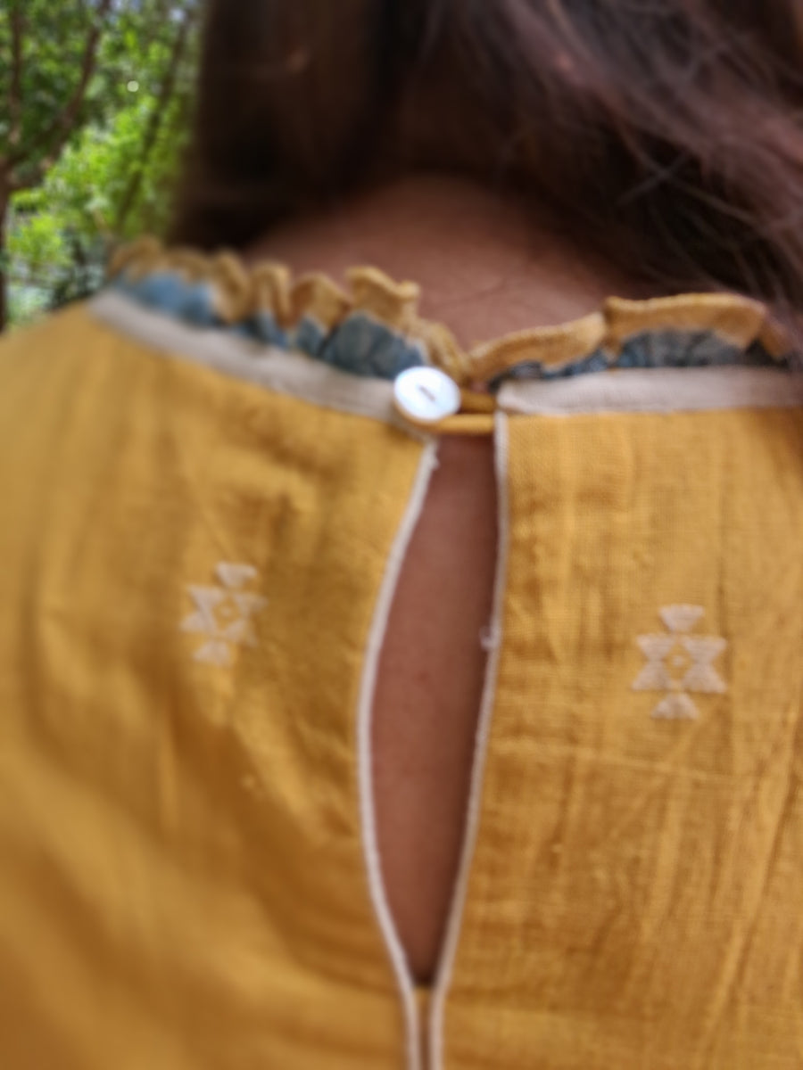 House Of Hamsa Kala Cotton Dress- Sunglow