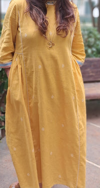 House Of Hamsa Kala Cotton Dress- Sunglow