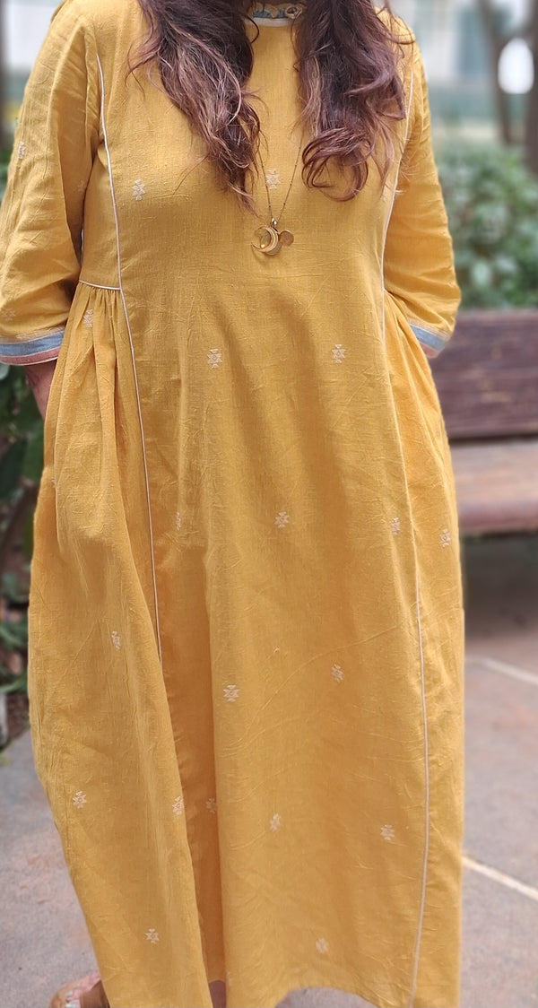 House Of Hamsa Kala Cotton Dress- Sunglow