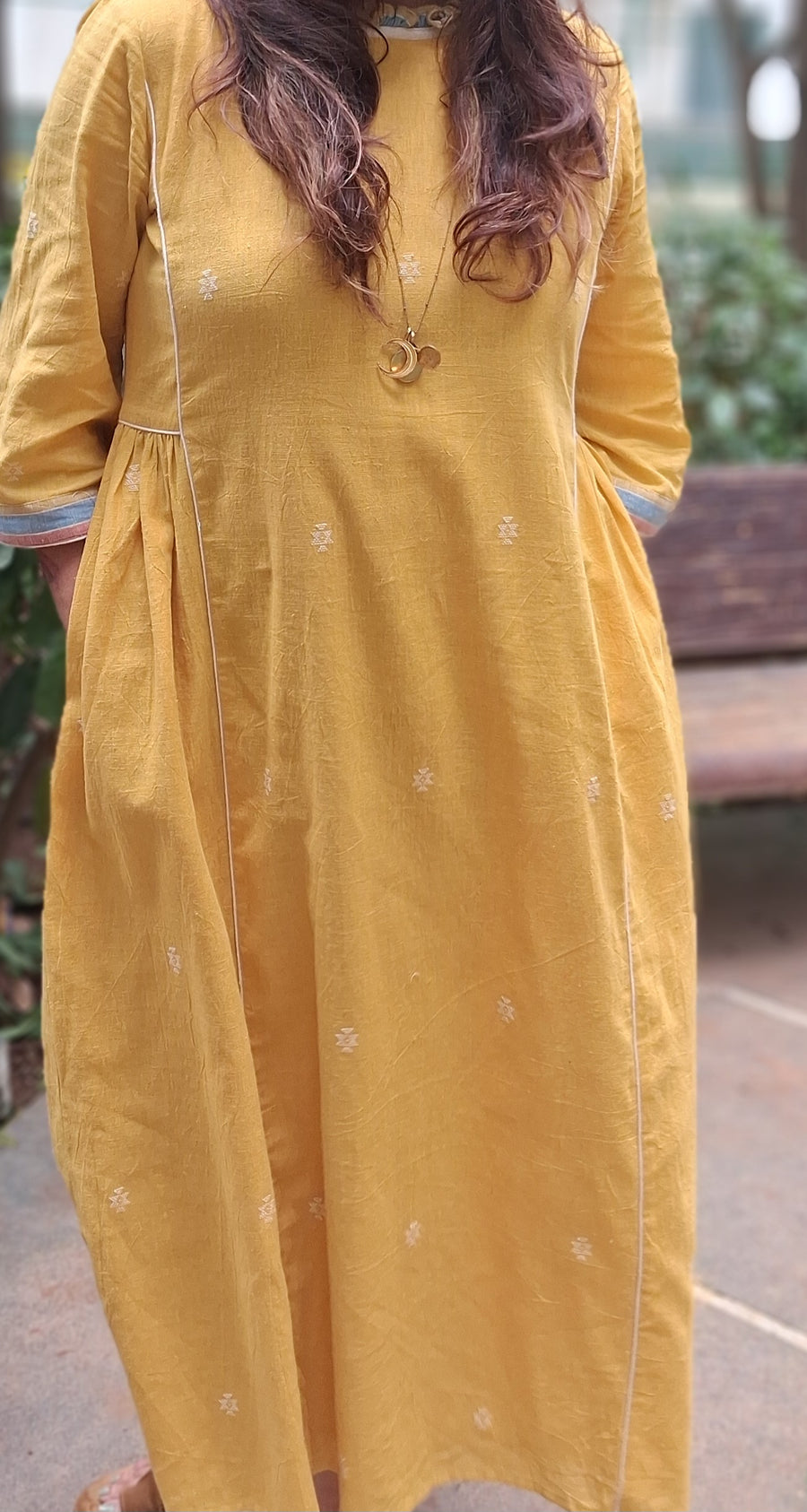House Of Hamsa Kala Cotton Dress- Sunglow